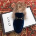 Gucci Princetown Jordaan Fur Wool Slipper Velvet Light Blue 2018