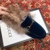 Gucci Princetown Jordaan Fur Wool Slipper Velvet Light Blue 2018