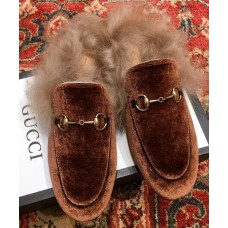 Gucci Princetown Jordaan Fur Wool Slipper Velvet Caramel 2018