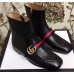 Gucci Web Strap With Double G Leather Boots Black 2018