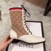 Gucci GG and Leather Lace-Up Boots White 2018