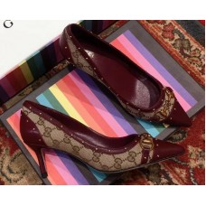 Gucci Heel 6.5cm Horsebit Pumps GG Burgundy 2018