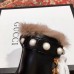 Gucci Wool Leather Ankle Boots Black With Pearl Strap 499487 2018