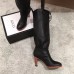 Gucci Leather Mid-Heel Boots Black 2018