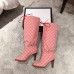 Gucci GG Canvas Mid-Heel Boots Pink 2018