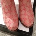 Gucci GG Canvas Mid-Heel Boots Pink 2018