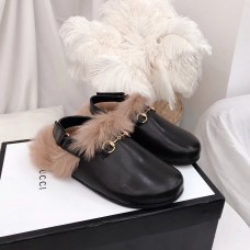 Gucci Horsebit Leather Slipper With Faux Fur 2018