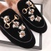 Gucci Princetown Leather Fur Slipper Black Crystals Bees 2018