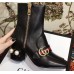 Gucci Web and Double G Leather Pearls Mid-heel Ankle Boots Black 2018