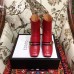 Gucci Web and Double G Leather Pearls Mid-heel Ankle Boots Red 2018