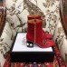 Gucci Web and Double G Leather Pearls Mid-heel Ankle Boots Red 2018