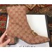 Gucci GG Canvas Ankle Boots 525332 Beige with Double G 2018