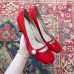 Gucci Heel 6.5cm Patent Leather Pearl Detail Pumps Red 2018