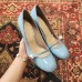 Gucci Heel 6.5cm Patent Leather Pearl Detail Pumps Sky Blue 2018