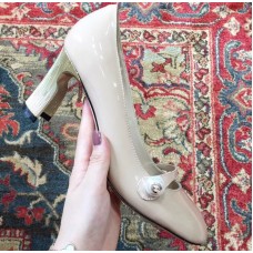 Gucci Heel 6.5cm Patent Leather Pearl Detail Pumps Nude 2018