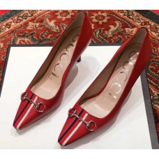 Gucci Horsebit and Sylvie Web Heel 2.5cm/7.5cm Pumps Red 2018