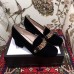 Gucci Sylvie Chain Velvet Mid-Heel Pumps Black