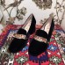 Gucci Sylvie Chain Velvet Mid-Heel Pumps Black