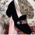 Gucci Sylvie Chain Velvet Mid-Heel Pumps Black