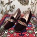 Gucci Sylvie Chain Velvet Mid-Heel Pumps Coffee