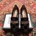 Gucci Sylvie Chain GG Velvet Mid-Heel Pumps 525082 Coffee