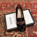 Gucci Sylvie Chain GG Velvet Mid-Heel Pumps 525082 Coffee