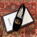 Gucci Velvet Mid-Heel Pumps Black with Double G 526465