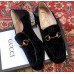 Gucci Horsebit GG Velvet Loafers/Pumps with Crystals 522698 Black