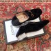 Gucci Horsebit GG Velvet Loafers/Pumps with Crystals 522698 Black