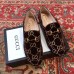 Gucci Horsebit GG Velvet Loafers/Pumps with Crystals 522698 Coffee