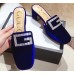 Gucci Heel 6cm Crystal G Slipper Mules Velvet Blue 2019