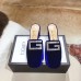 Gucci Heel 6cm Crystal G Slipper Mules Velvet Blue 2019