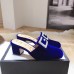 Gucci Heel 6cm Crystal G Slipper Mules Velvet Blue 2019