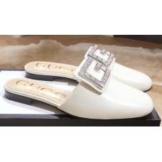 Gucci Crystal G Slipper White 2019