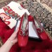 Gucci GG Mirrored Detail Rose Print Mid Heel Pumps Red 2019