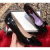 Gucci Heel 8cm Patent Leather Silver-toned Spikes Pumps with Bow 549666 Black 2019