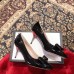 Gucci Heel 8cm Patent Leather Silver-toned Spikes Pumps with Bow 549666 Black 2019