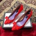 Gucci Heel 8cm Patent Leather Silver-toned Spikes Pumps with Bow 549666 Red 2019