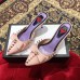 Gucci Heel 8cm Patent Leather Silver-toned Spikes Mules with Bow Nude Pink 2019