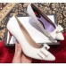 Gucci Heel 8cm Patent Leather Silver-toned Spikes Pumps with Bow 549666 White 2019