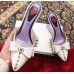 Gucci Heel 8cm Patent Leather Silver-toned Spikes Mules with Bow White 2019