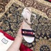 Gucci Heel 6.5cm/10.5cm Web Horsebit Fabric and Leather Sandals White 2019