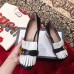 Gucci Double G Fringe Leather Mid-heel 4.5cm Pumps Black/White 2019