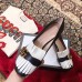 Gucci Double G Fringe Leather Mid-heel 4.5cm Pumps Black/White 2019