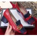 Gucci Double G Fringe Leather Mid-heel 4.5cm Pumps Red/Blue 2019