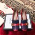 Gucci Double G Fringe Leather Mid-heel 4.5cm Pumps Red/Blue 2019