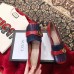 Gucci Double G Fringe Leather Mid-heel 4.5cm Pumps Red/Blue 2019