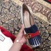 Gucci Double G Fringe Leather Mid-heel 4.5cm Pumps White/Blue/Red 2019