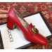 Gucci Leather Mid-heel Pumps with Double G 525333 Red 2018