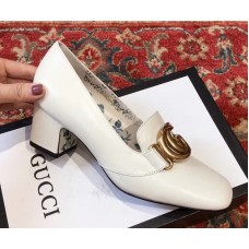 Gucci Leather Mid-heel Pumps with Double G 525333 White 2018